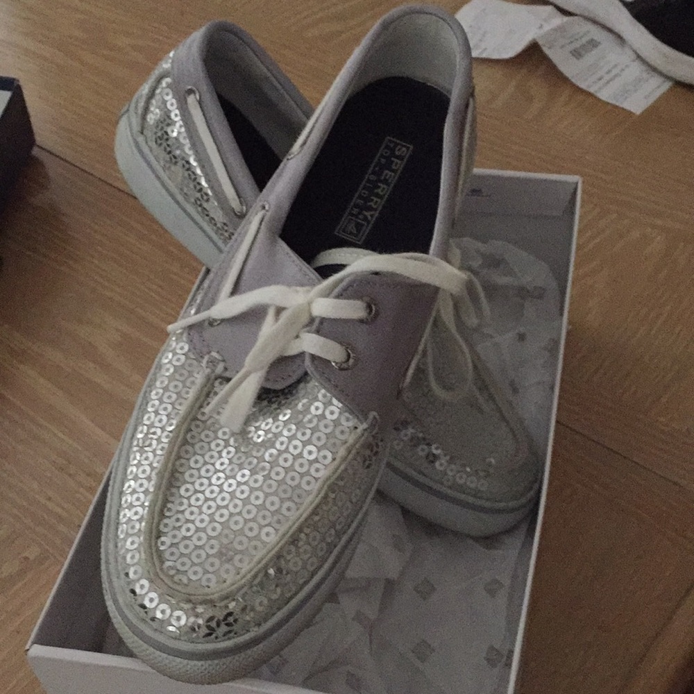 Bahama Silver Sequin Sperry Topsiders